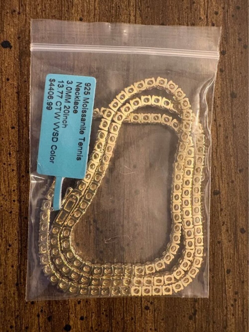 Moissinite Necklace 20-22inch Sterling Silver Gold Over